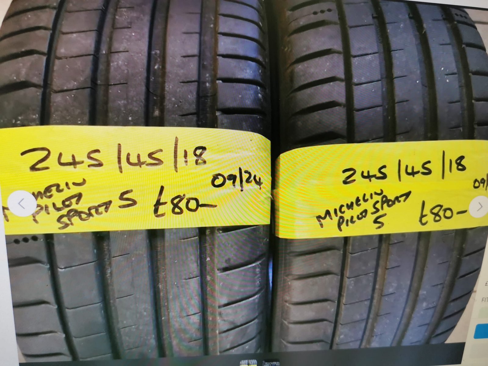 245-45-18-MICHELIN.jpg 245 / 45 / 18 MICHELIN PILOT SPORT 5 TYRES - TWO AVAILABLE - Image 1