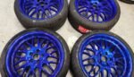 17" BBS STYLE ALLOY WHEELS / NEW TYRES – CANDY BLUE – 5 X 100 FITMENT