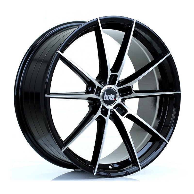 BOLA_B19_GLOSS_BLACK_POLISHED_FACE_2085_ANGLE_32490212-c8e4-49fc-8020-393f5a873bd0.jpg BOLA B19 20x8.5 ET40-45 5x118 GLOSS BLACK POLISHED FACE - Image 1