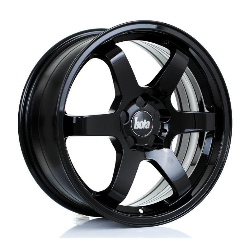 BOLA_B1R_GLOSS_BLACK_1775_5STUD_ANGLE_caa72731-4fa0-4cf6-8b3d-6400175727c2.jpg BOLA B1R 17x7.5 ET40-45 5x100 GLOSS BLACK - Image 1