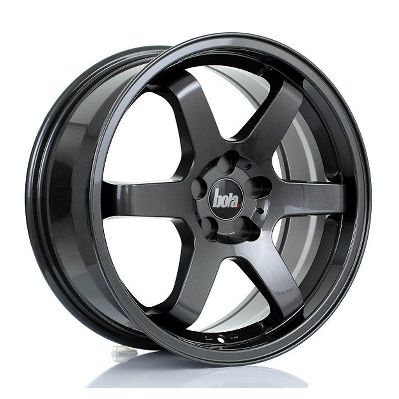 BOLA_B1R_GLOSS_GUNMETAL_1775_5STUD_ANGLE_da934802-dade-47ae-aea2-187b42fa4673.jpg BOLA B1R 17x7.5 ET40-45 5x110 GLOSS GUNMETAL - Image 1