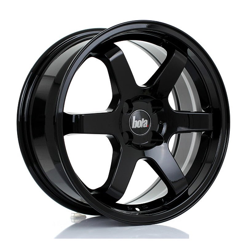 BOLA_B1_GLOSS_BLACK_1775_4STUD_ANGLE_def86a12-7f2b-4ec5-8b11-fb36959331e7.jpg BOLA B1 17x7.5 ET40 4x108 GLOSS BLACK - Image 1