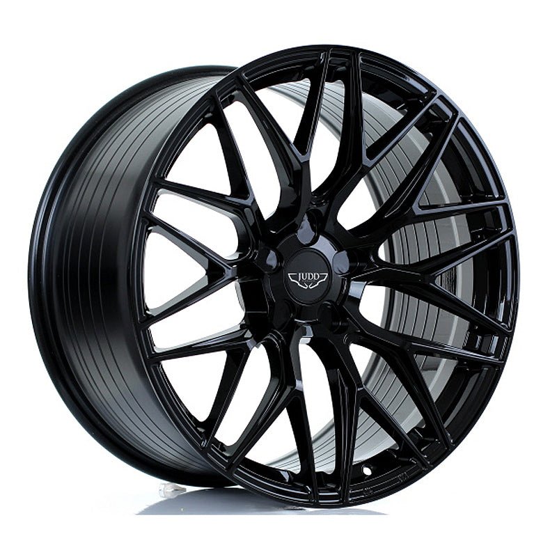 JUDD_MODEL_ONE_GLOSS_BLACK_2010_ANGLE.jpg JUDD MODEL ONE 20x10 ET23-45 5x108 GLOSS BLACK - Image 1