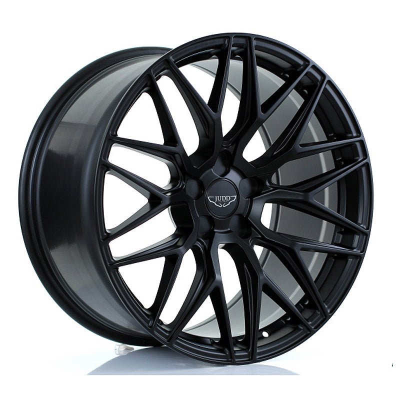 JUDD_MODEL_ONE_SATIN_BLACK_2010_ANGLE_19ec5f81-a4a0-4399-8898-2e7f0b0d6659.jpg JUDD MODEL ONE 20x10 ET23-45 5x112 SATIN BLACK - Image 1