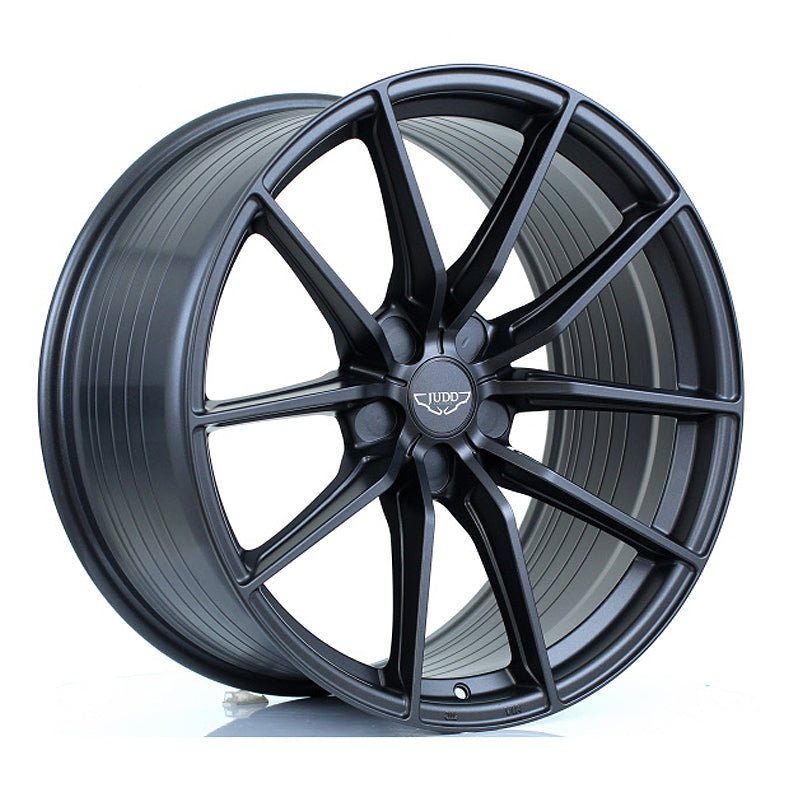 JUDD_MODEL_THREE_MATT_GUNMETAL_2010_ANGLE_0d70e360-849d-49e6-8405-719413ea4d19.jpg JUDD MODEL THREE 20x10 ET42 5x120 SATIN GUNMETAL - Image 1