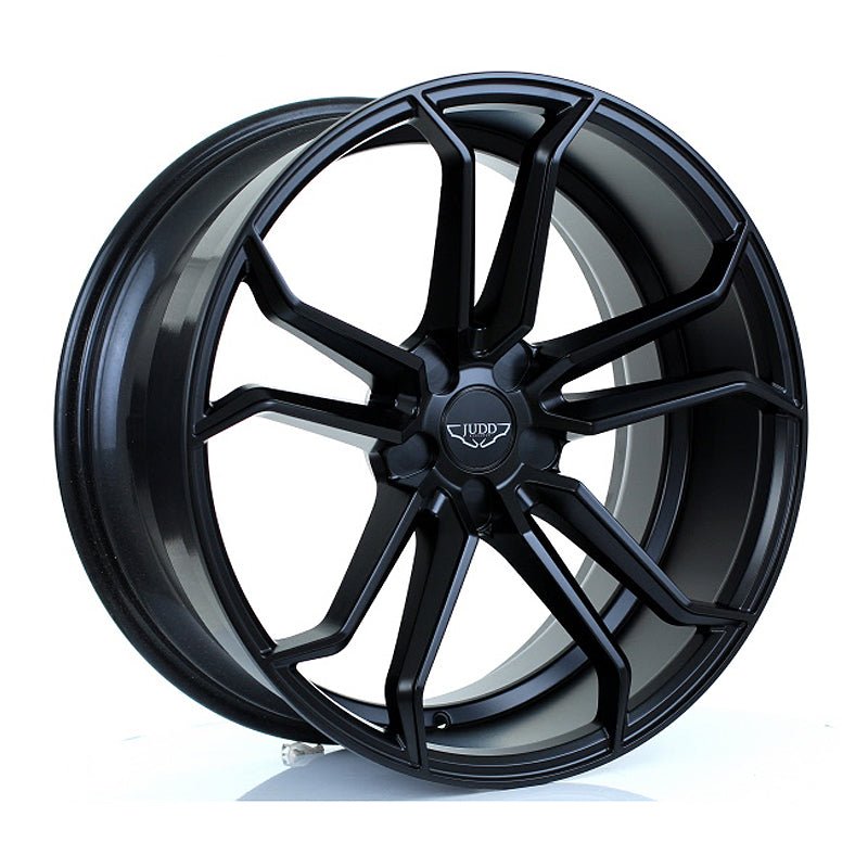 JUDD_T502_SATIN_BLACK_2095_ANGLE_64b5126f-e47a-4402-8fb4-eb56ddb9f660.jpg JUDD T502 20x9.5 ET20-40 5x112 SATIN BLACK - Image 1