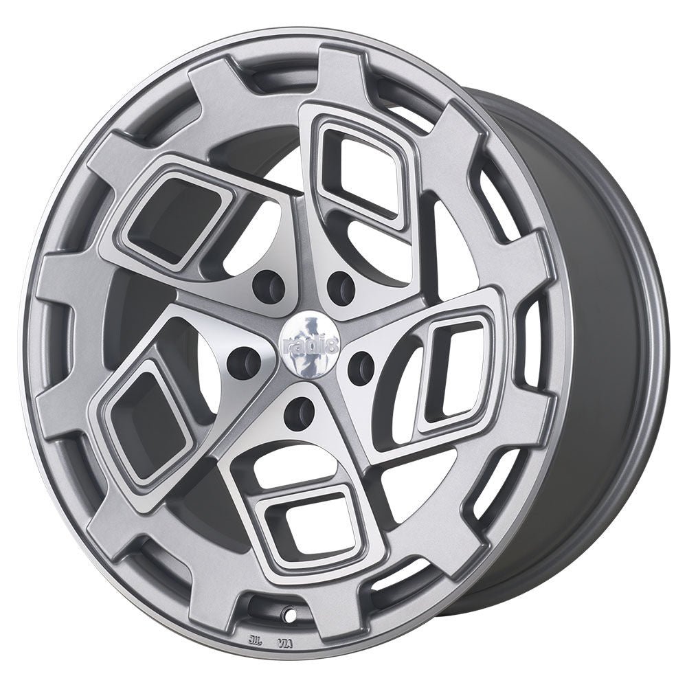 r8cm9-silver-2_bf7d93d1-a5c9-4efe-9147-9beb1500e865.jpg Radi8 r8cm9 19x8.5 ET45 5x112 Gloss Black Machined Face - Image 1
