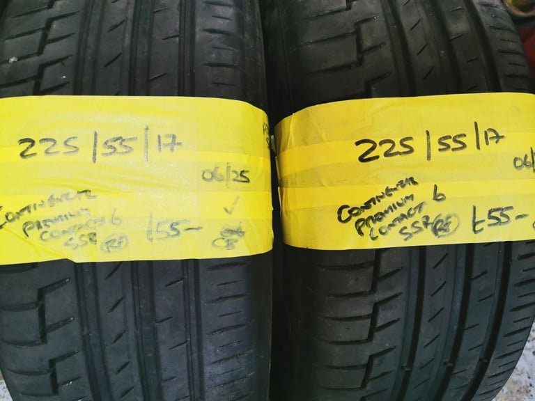 225 / 55 / 17 CONTINENTAL PREMIUM CONTACT 6 SSR RUNFLAT TYRES - TWO AVAILABLE