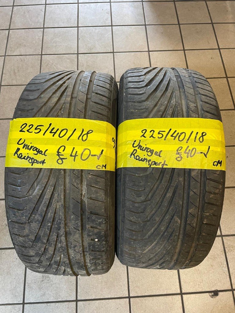 225 / 40 / 18 UNIROYAL RAINSPORT TYRES - TWO AVAILABLE